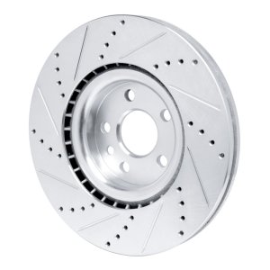 Jaguar E-Pace Brake Rotor (1) - Front Right - R1 Concepts - Drilled & Slotted - Silver - `15-`19